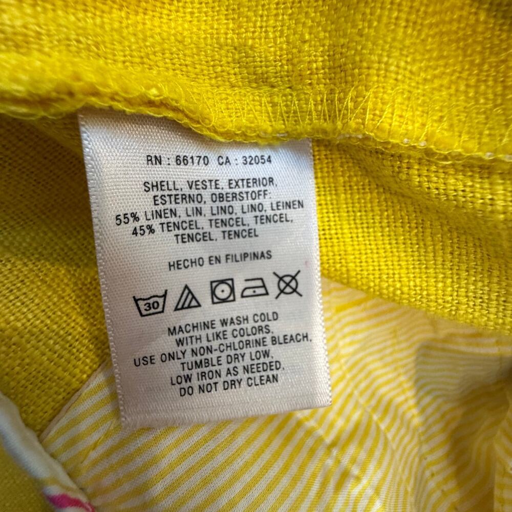 Anhropologie Cartonnier Linen Blend Pants Canary Yellow Button Detail Size 2 - Picture 7 of 7